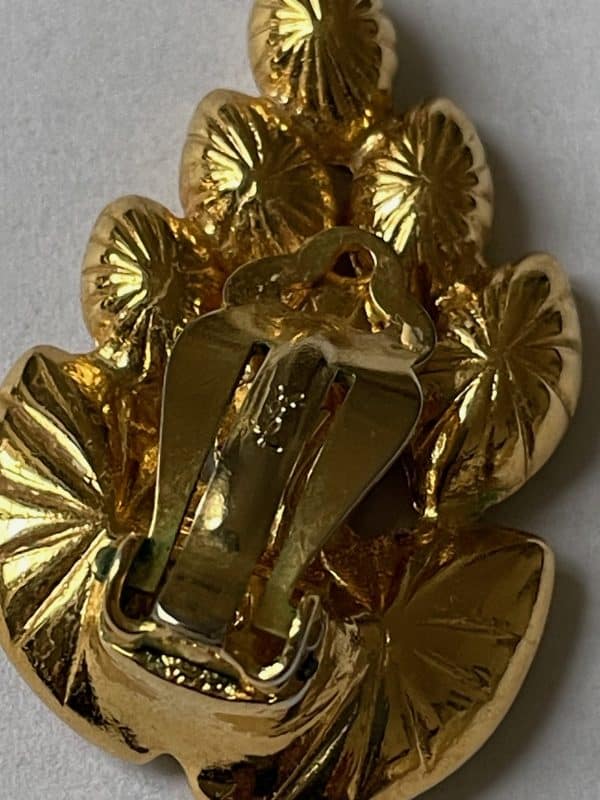 yves saint laurent vintage by robert goossens ysl leaf diamenté coloured earrings 1983