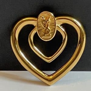 yves saint laurent vintage scarf ring ysl large heart gold tone 1980