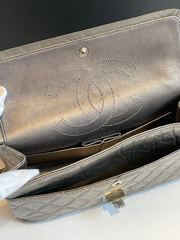 chanel aged calfskin quilted reissue 2.55 double flap bag c.2012