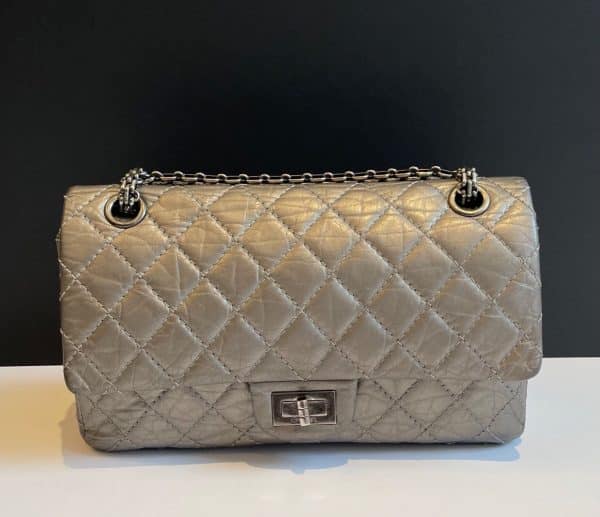 chanel aged calfskin quilted reissue 2.55 double flap bag c.2012