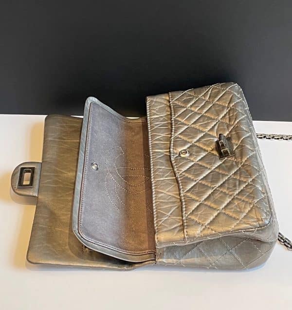 chanel aged calfskin quilted reissue 2.55 double flap bag c.2012