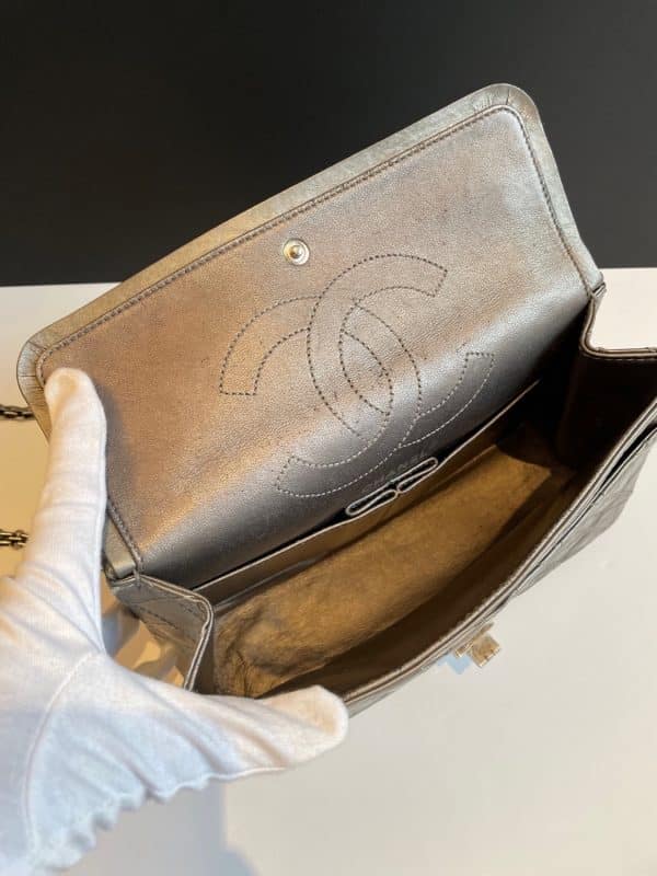 chanel aged calfskin quilted reissue 2.55 double flap bag c.2012