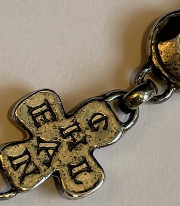 chanel necklace silver cc logo cross pendant & leaf clover w/box c.1999