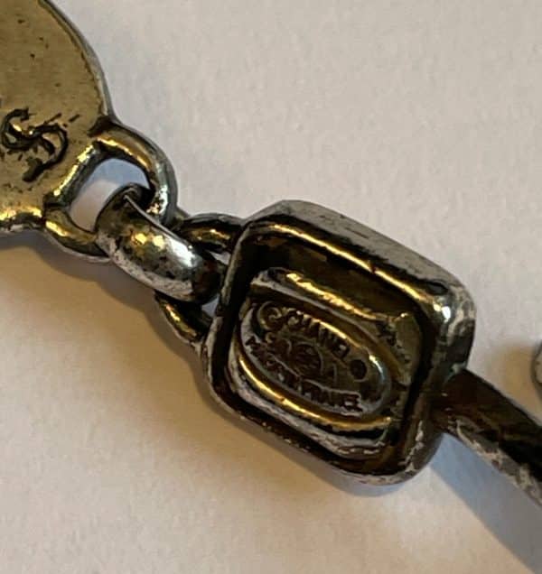 chanel necklace silver cc logo cross pendant & leaf clover w/box c.1999