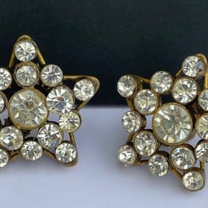chanel vintage by goossens earrings star comète crystal diamond cut style c. 1984 w/box