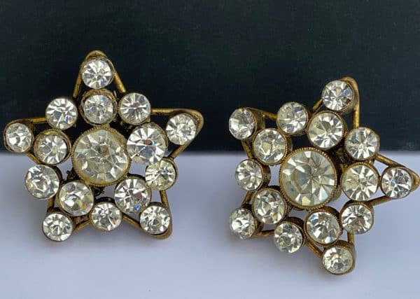 chanel vintage by goossens earrings star comète crystal diamond cut style c. 1984 w/box