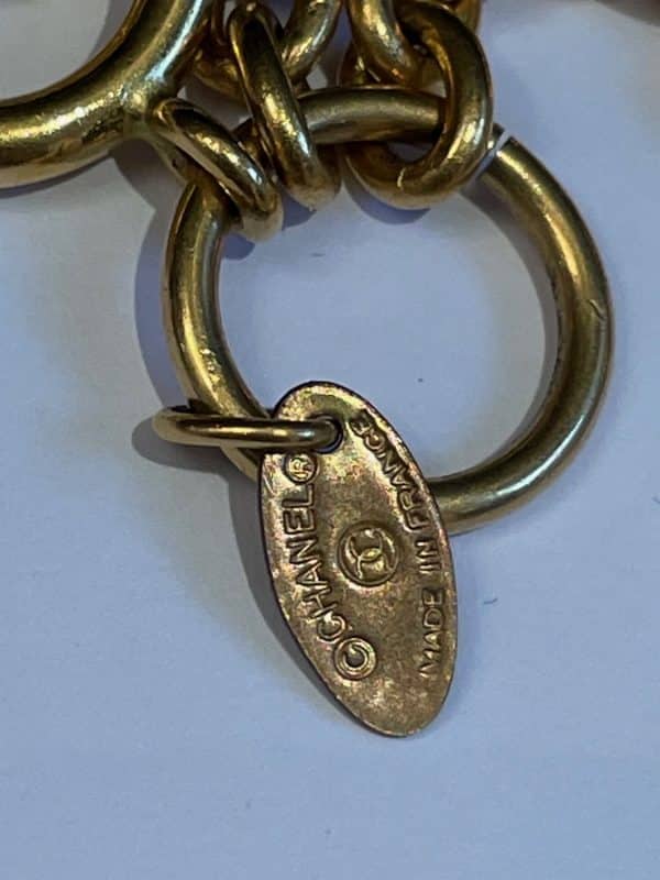 chanel vintage double strand necklace gold & baroque pearl w/box c.1980