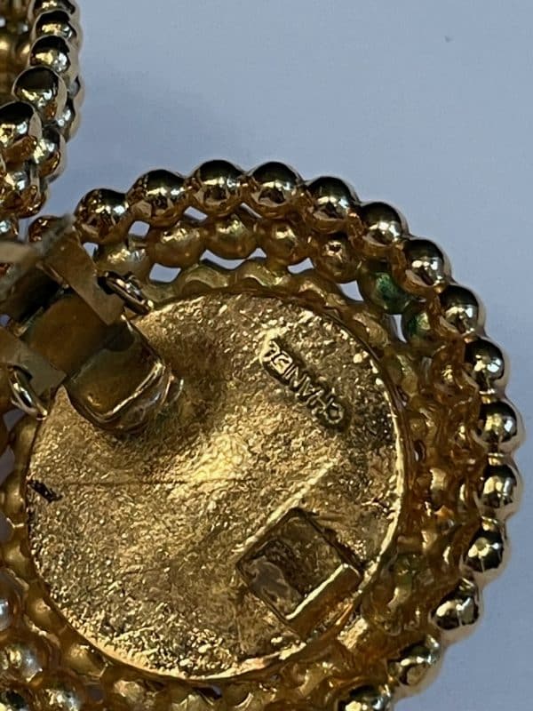 chanel vintage large gold rope & pearl coco chanel earrings w/box c.1971