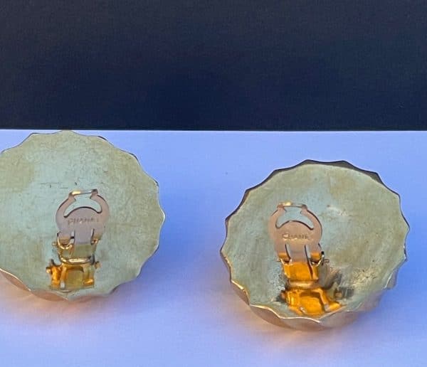 chanel vintage pearl & gold round sphere earrings by coco chanel w/box c.1960s