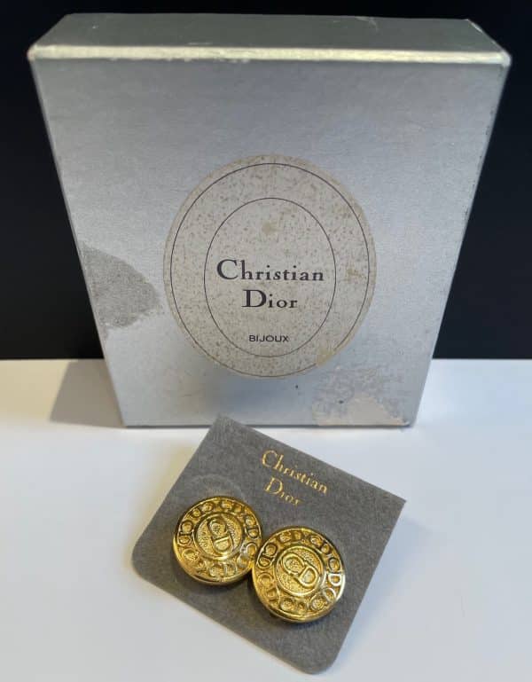 christian dior vintage cd monogram earrings c.1980s