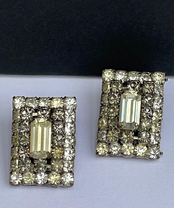 christian dior vintage earrings pave crystal art deco diamond cut style c.1947 1958