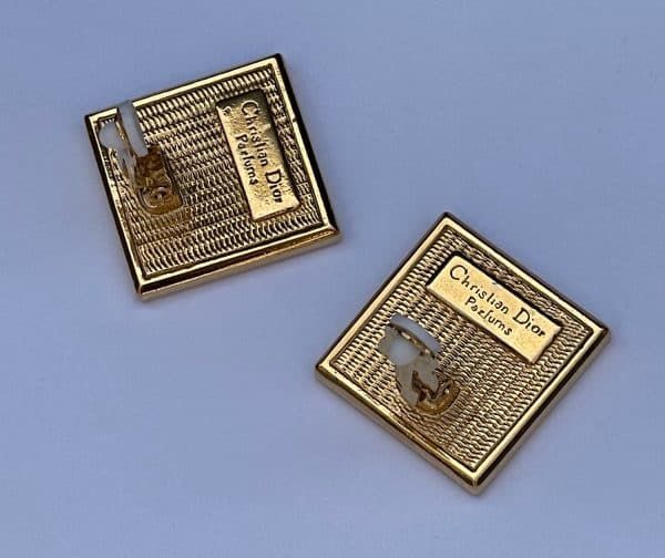 christian dior vintage gold plated oversized large blue earrings c. 1970s 1980