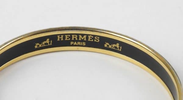 hermÈs vintage bangle bracelet enamel 18k gold plated w/box c.1970