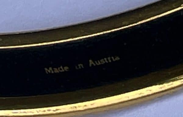 hermÈs vintage bangle bracelet enamel 18k gold plated w/box c.1970