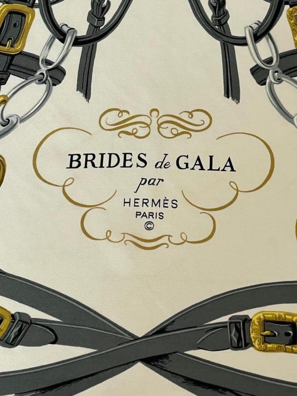 hermÈs vintage silk scarf brides de gala red by hugo grygkar c.1957 w/box