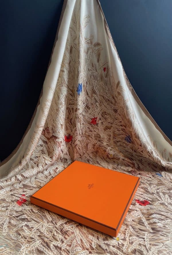 hermÈs vintage silk scarf les blÉs by hugo grygkar c.1955 w/box