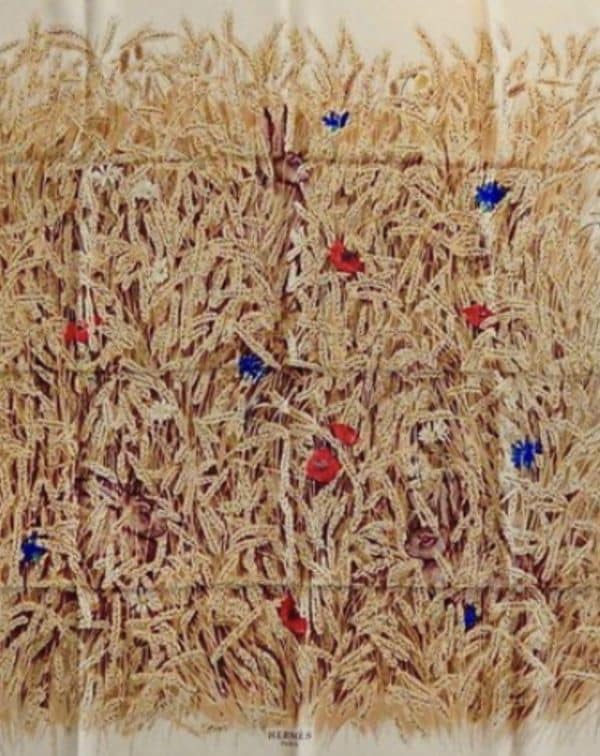 hermÈs vintage silk scarf les blÉs by hugo grygkar c.1955 w/box