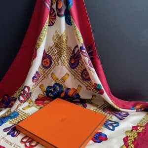 hermÈs vintage silk scarf les rubans du cheval red by joachim metz 1993 w/box