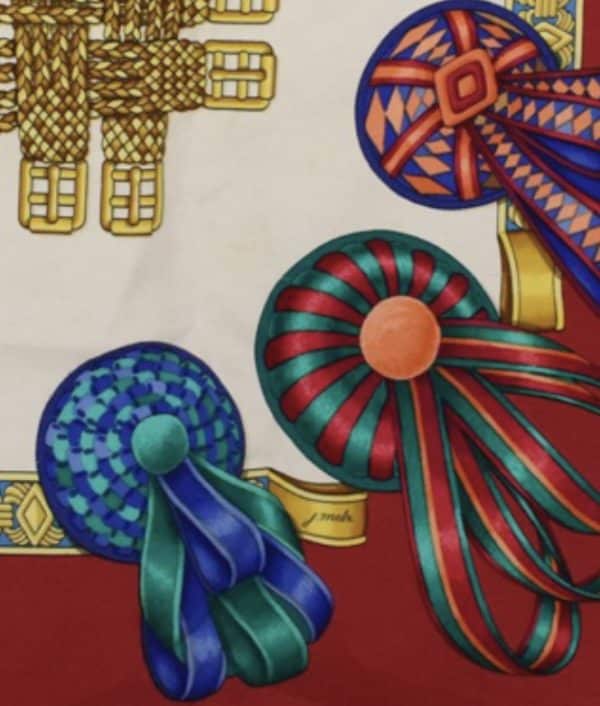 hermÈs vintage silk scarf les rubans du cheval red by joachim metz 1993 w/box