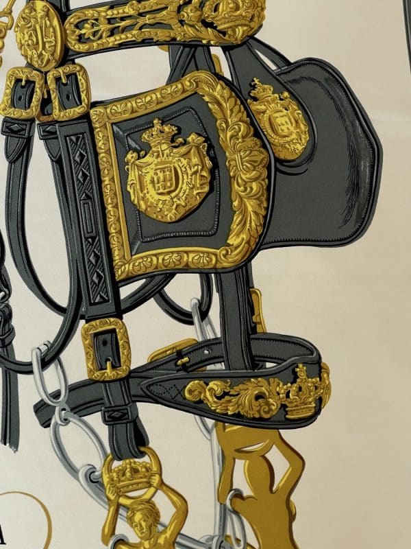 hermÈs vintage silk scarf brides de gala red by hugo grygkar c.1957 w/box