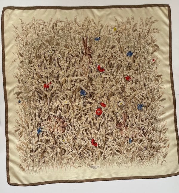 hermÈs vintage silk scarf les blÉs by hugo grygkar c.1955 w/box