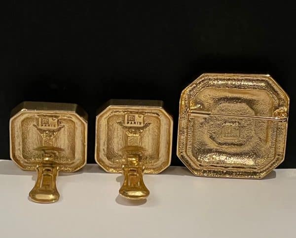 pierre balmain vintage earrings & brooch set multicoloured cabochons rare c.1990s