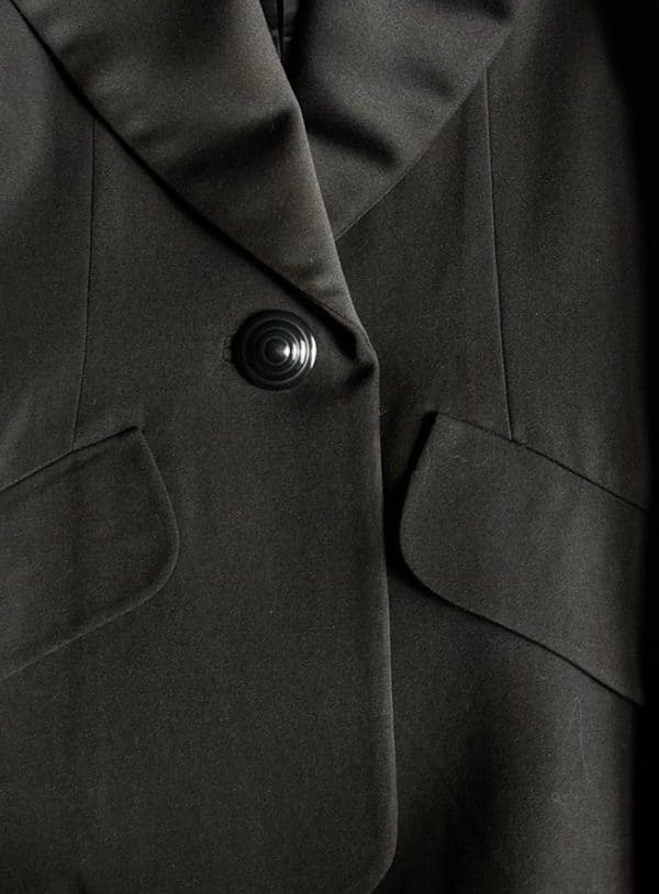 yves saint laurent vintage black smoking blazer skirt suit satin trimmed c.1980s