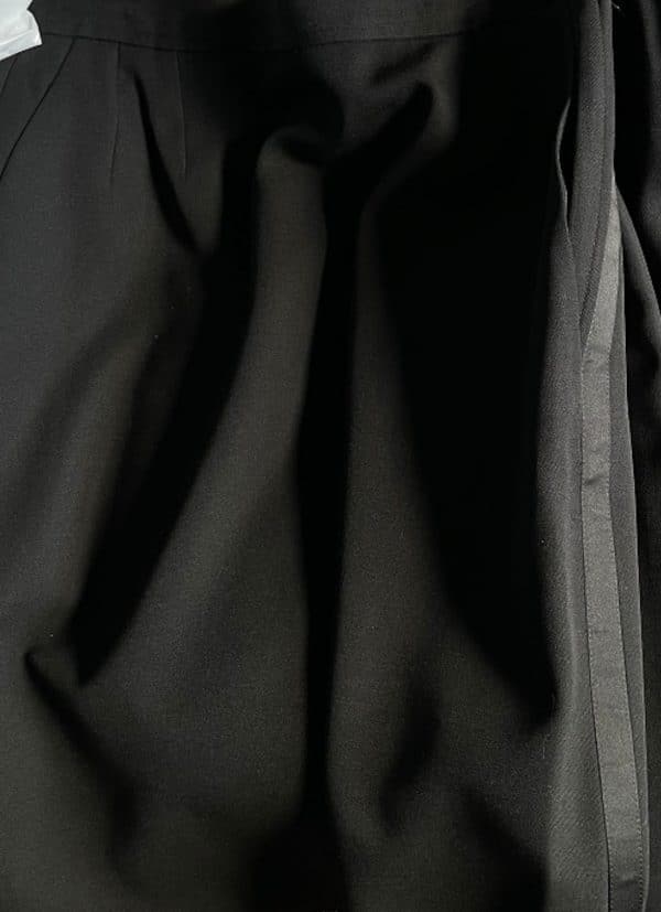 yves saint laurent vintage black smoking blazer skirt suit satin trimmed c.1980s