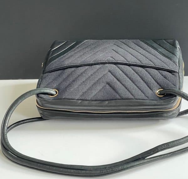 chanel vintage camera bag cc logo leather & chevron shoulder bag c.1989