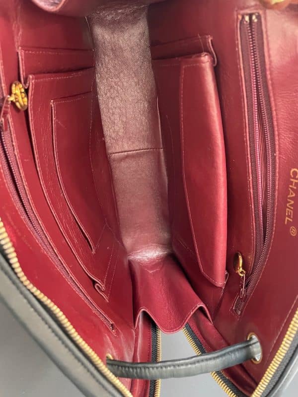 chanel vintage camera bag cc logo leather & chevron shoulder bag c.1989