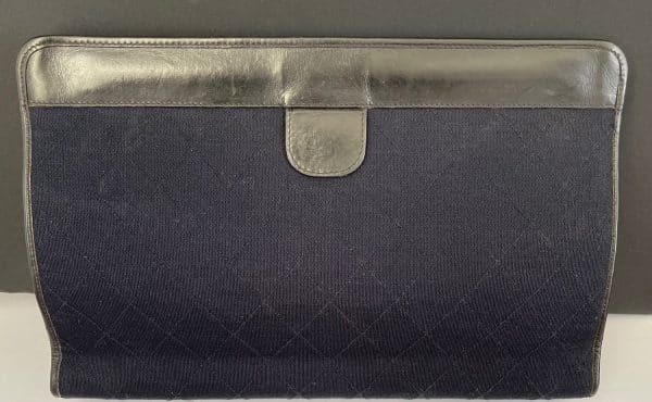 chanel vintage diamond quilted clutch cc logo leather & jersey handbag 1980