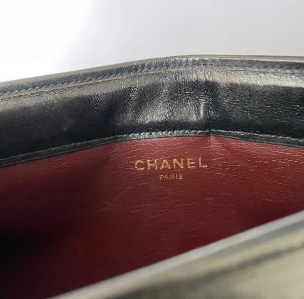 chanel vintage diamond quilted clutch cc logo leather & jersey handbag 1980