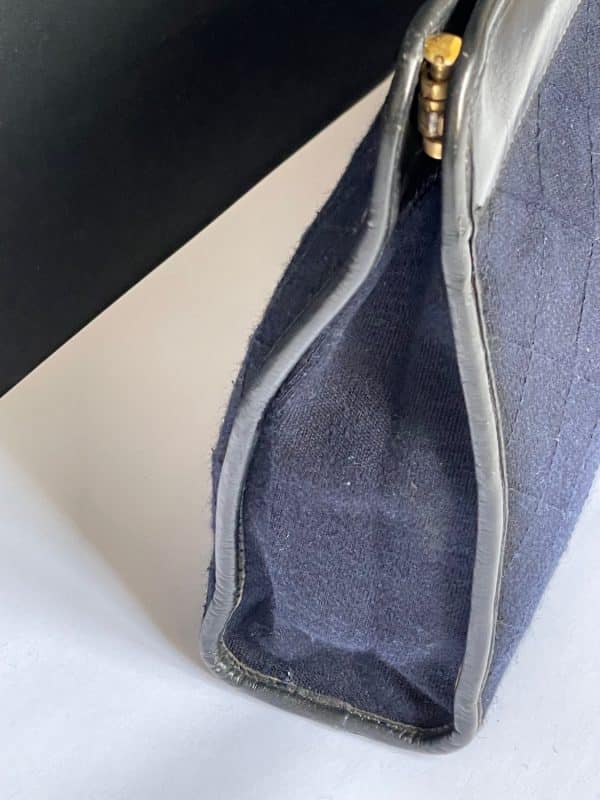 chanel vintage diamond quilted clutch cc logo leather & jersey handbag 1980