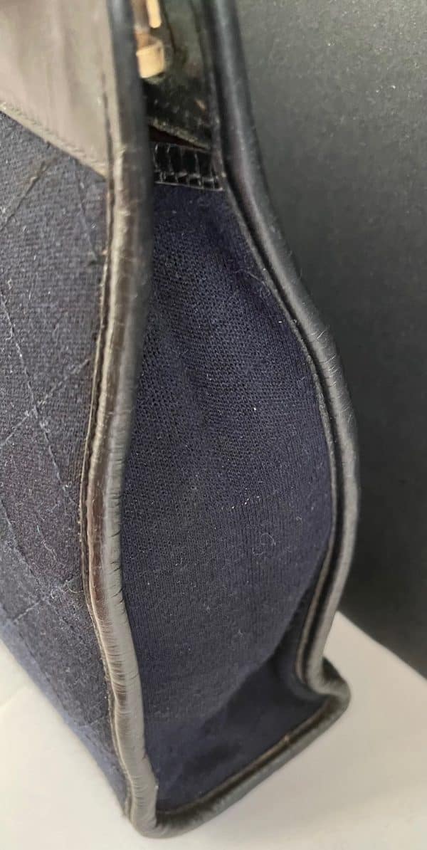 chanel vintage diamond quilted clutch cc logo leather & jersey handbag 1980