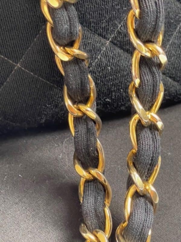 chanel vintage maxi timeless diamond quilted cc logo jersey black bag 1996