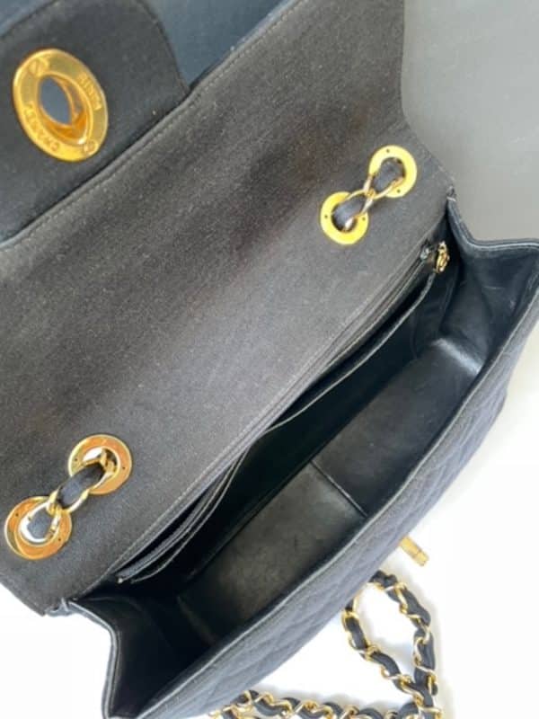 chanel vintage maxi timeless diamond quilted cc logo jersey black bag 1996