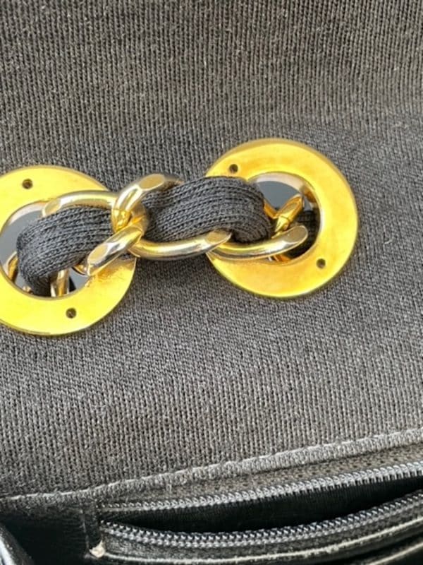 chanel vintage maxi timeless diamond quilted cc logo jersey black bag 1996