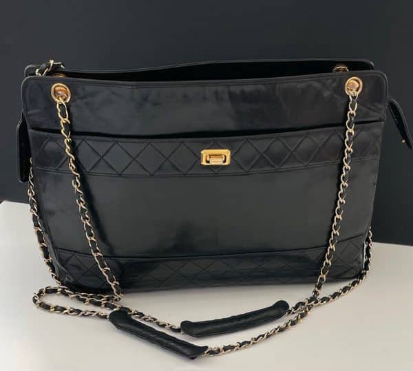 chanel vintage quilted lambskin double shoulder gst tote shopping bag c.1990s