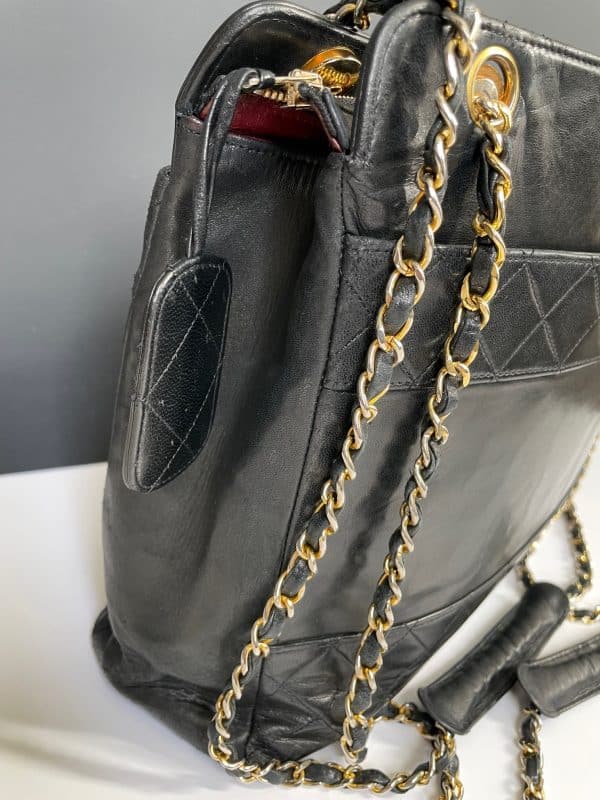 chanel vintage quilted lambskin double shoulder gst tote shopping bag c.1990s