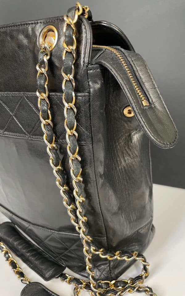 chanel vintage quilted lambskin double shoulder gst tote shopping bag c.1990s