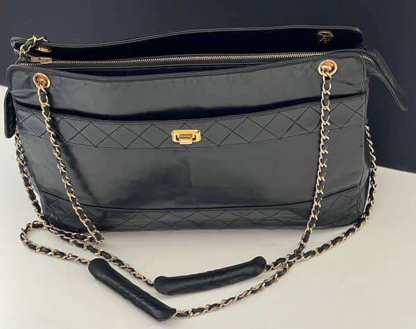 chanel vintage quilted lambskin double shoulder gst tote shopping bag c.1990s