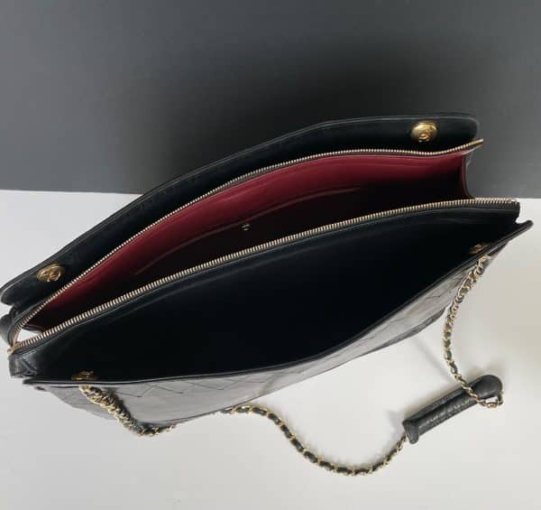 chanel vintage quilted lambskin double shoulder gst tote shopping bag c.1990s