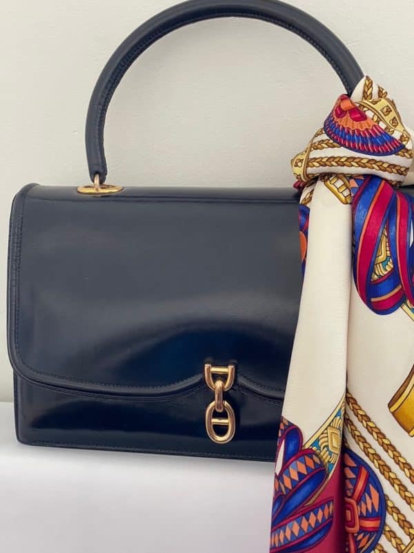 hermÈs vintage calf box leather chaîne d'ancre gold hardware bag w/box c.1960s