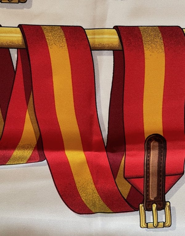 hermÈs vintage silk scarf les sangles by joachim metz 1985 w/box