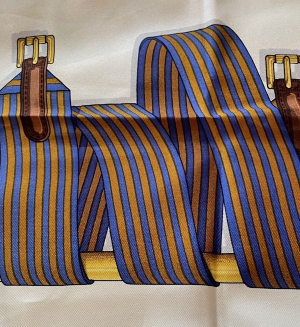 hermÈs vintage silk scarf les sangles by joachim metz 1985 w/box