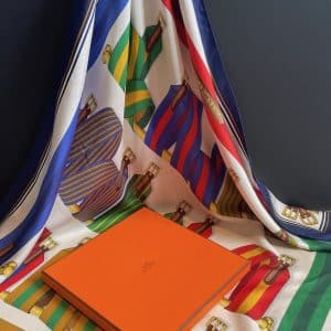 hermÈs vintage silk scarf les sangles by joachim metz 1985 w/box