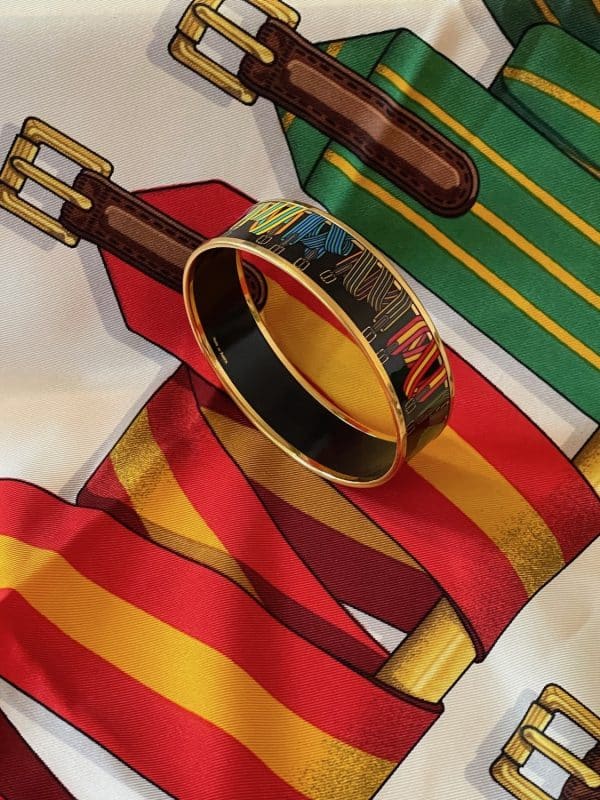 hermÈs vintage silk scarf les sangles by joachim metz 1985 w/box