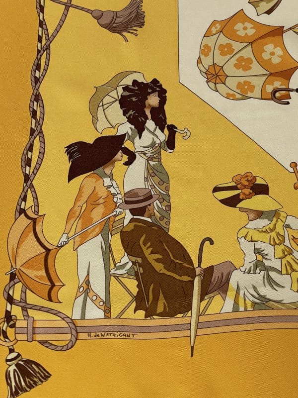 hermÈs vintage silk scarf ombrelles et parapluies by hubert de watrigant 1998 w/box