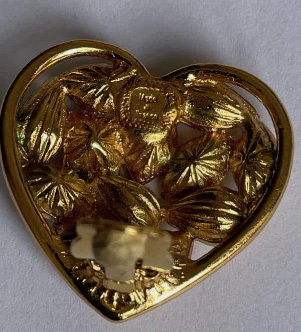 yves saint laurent haute couture heart shaped crystals & gold earrings by robert goossens 1983