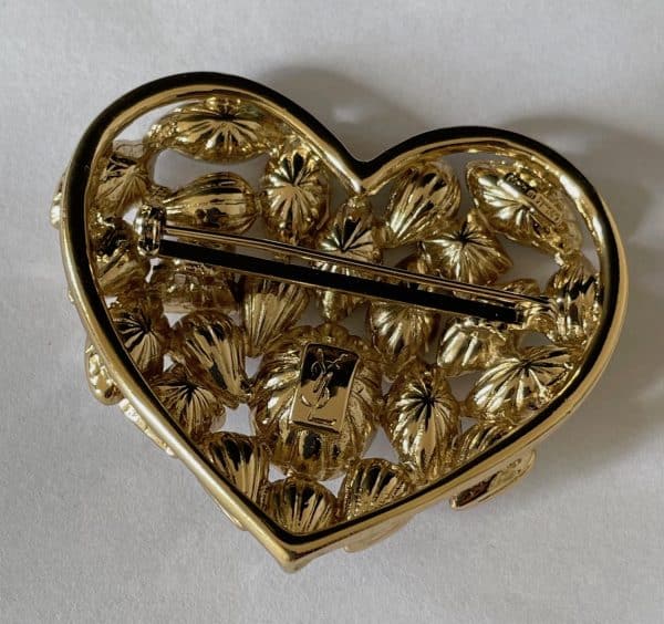 yves saint laurent haute couture oversized heart shaped brooch by robert goossens 1983